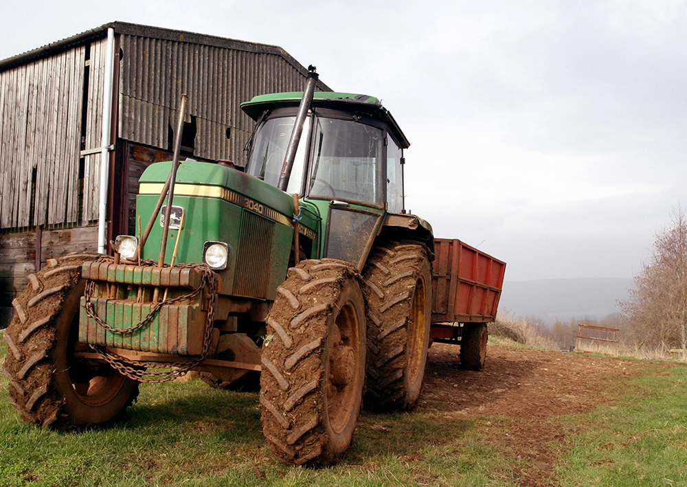 Tractor in rural farm