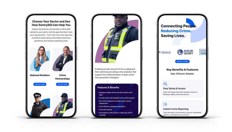 The new SentrySIS website on mobiles