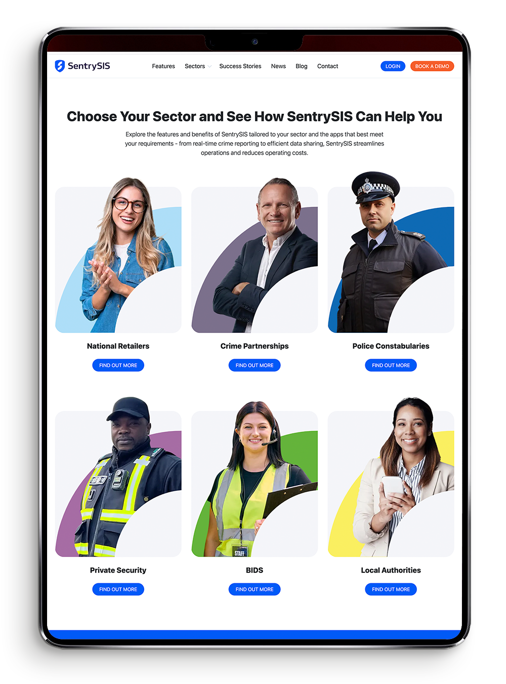 New SentrySIS website on iPad